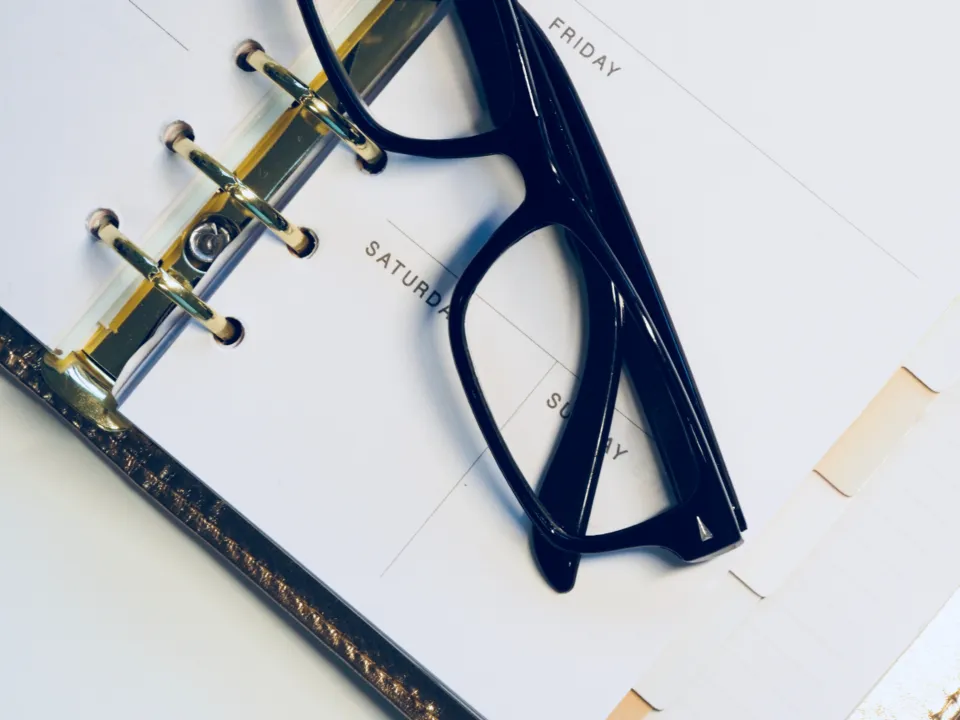A calendar in a ring binder