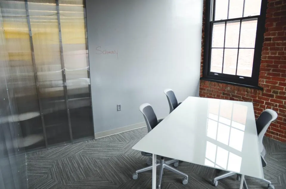 A bright office meeting room